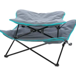 Camping-Bett, dunkelgrau/petrol