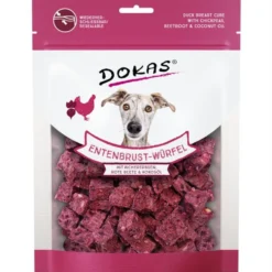 Dokas Dog Snack Entenbrust-Würfel mit Kichererbsen 150g
