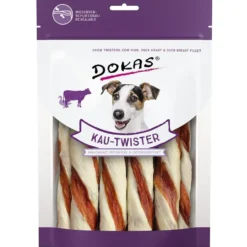 Dokas Dog Snack Kau-Twister Rinderhaut mit Ente 200g