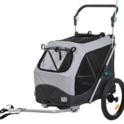 Fahrrad-Anhänger für Hunde Gr. M bis 22 kg, grau