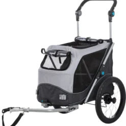 Fahrrad-Anhänger für Hunde Gr. S bis 15 kg, grau