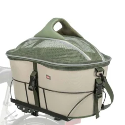 Fahrradkorb für Gepäckträger, 33x40x46cm, olivgrün/beige