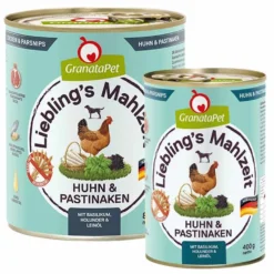 Granatapet Lieblingsmahlzeit Huhn und Pastinaken