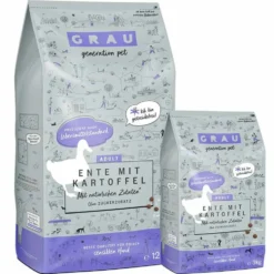 Grau Hund Adult Ente mit Kartoffel