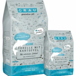 Grau Hund Adult Forelle mit Kartoffel