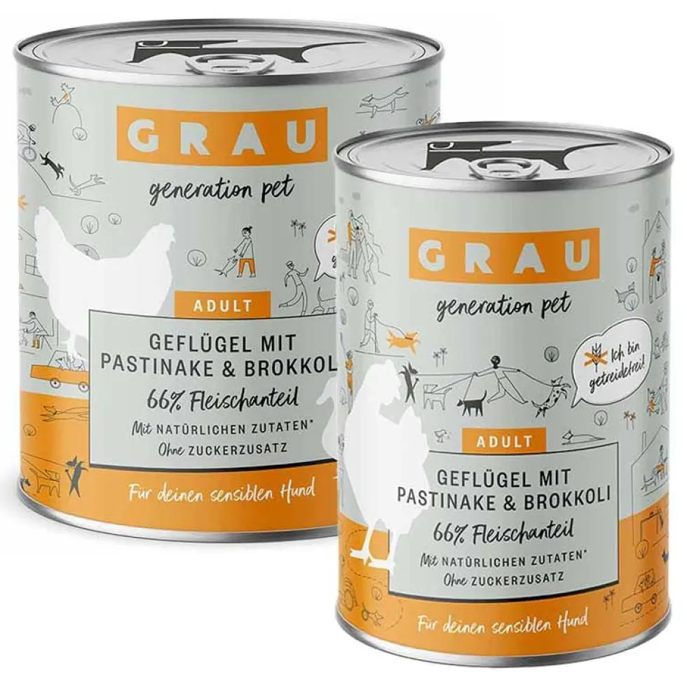 Grau Hund Adult Geflügel mit Pastinake und Brokkoli