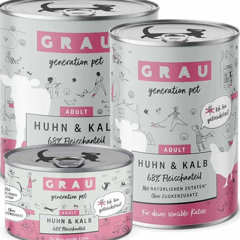Grau Katze Adult Huhn und Kalb