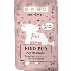 Grau Katze Adult Pouch Rind pur 125g