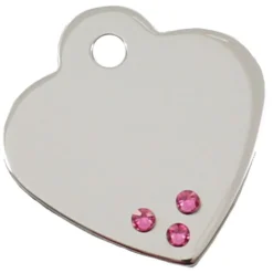 Herz Klein Chrom mit Steinen Pink