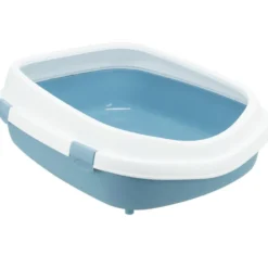 Katzentoilette Primo XXL m. Rand, 56x25x71cm, blau/weiß