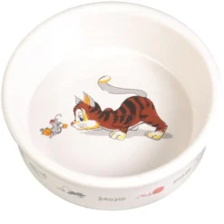 Keramiknapf mit Motiv, Katze, 0,2 l / 11 cm, weiß