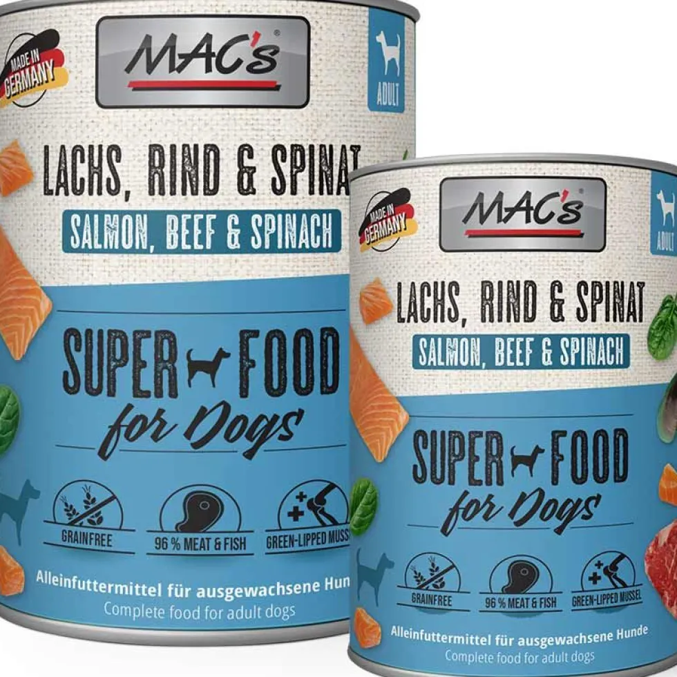 Macs Dog Lachs, Rind und Spinat