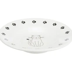 Napf, flach, Katze/Pfoten, Keramik, 0,2 l / 15 cm, weiß