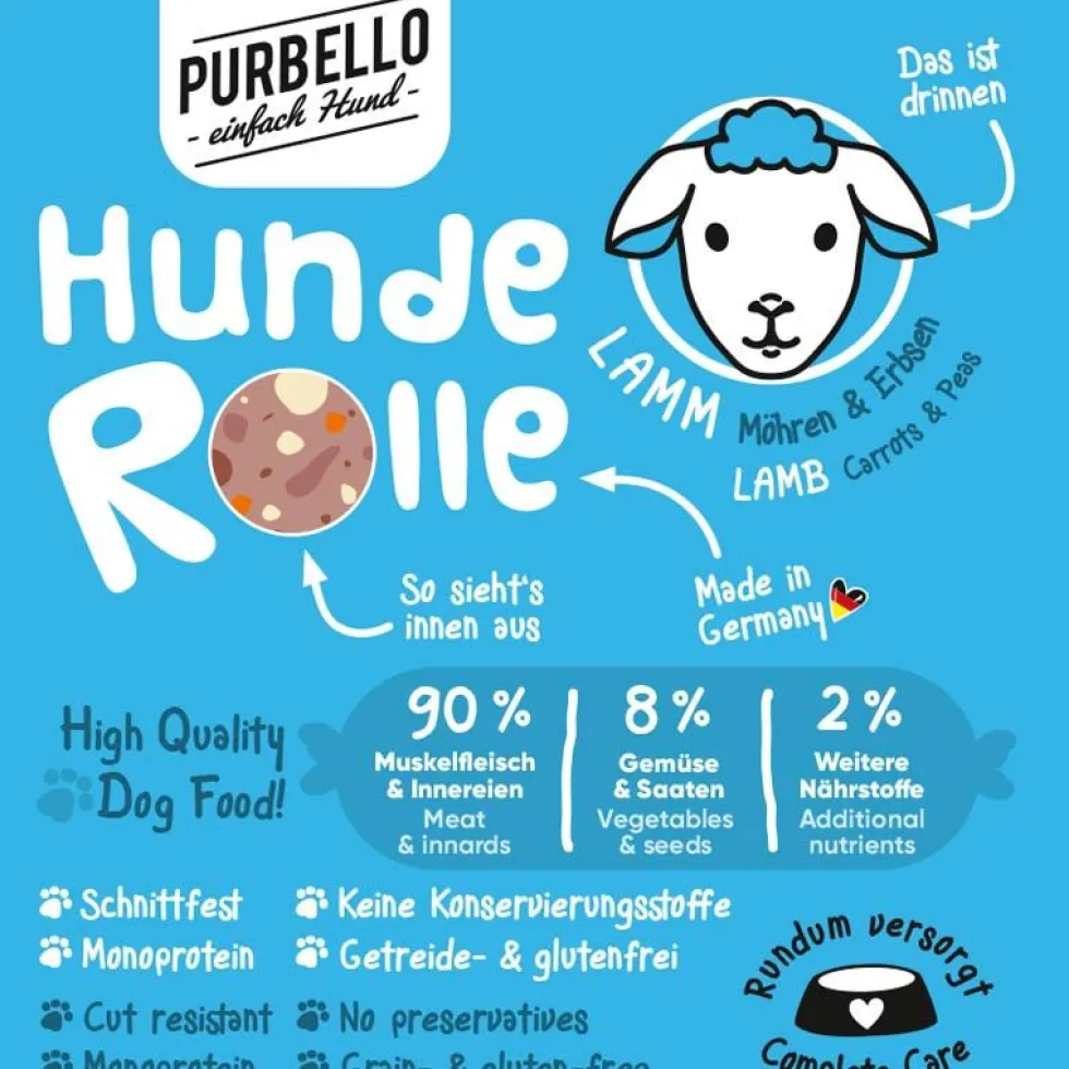 Purbello HundeRolle Lamm mit Möhren und Erbsen