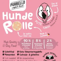 Purbello HundeRolle Pute mit Brokkoli und Kartoffeln