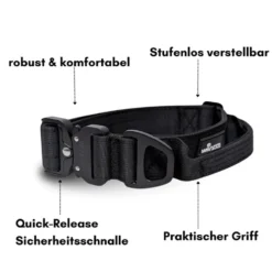 Woofed Nylon Tactical, Halsband, Griff, deep black