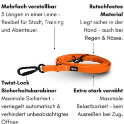 Woofed Wooflex Pro Führleine verstellbar, Griff, 2,5m/20mm
